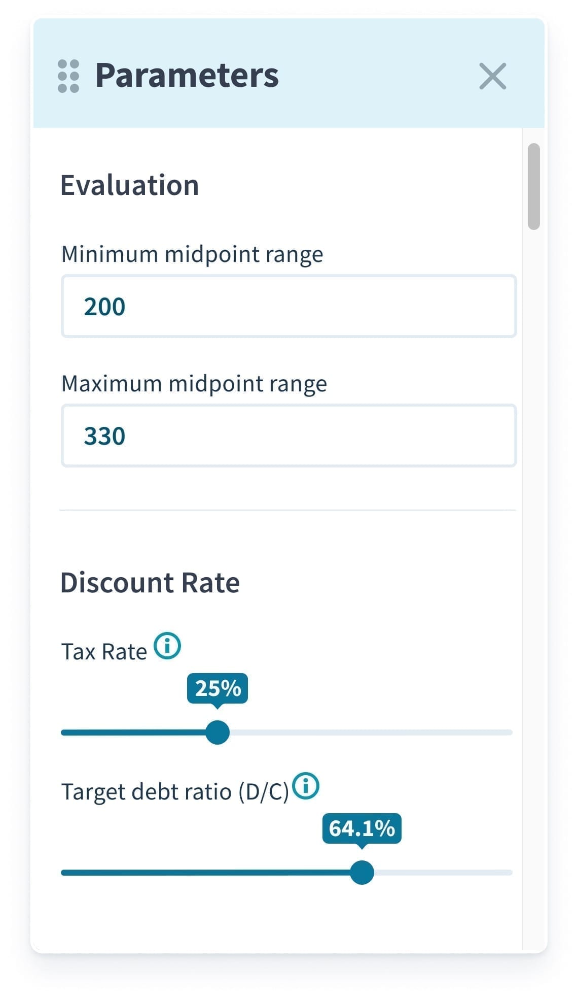 Valutico App 2.0 – 39 Capture d'écran du menu des paramètres d'évaluation sur Valutico