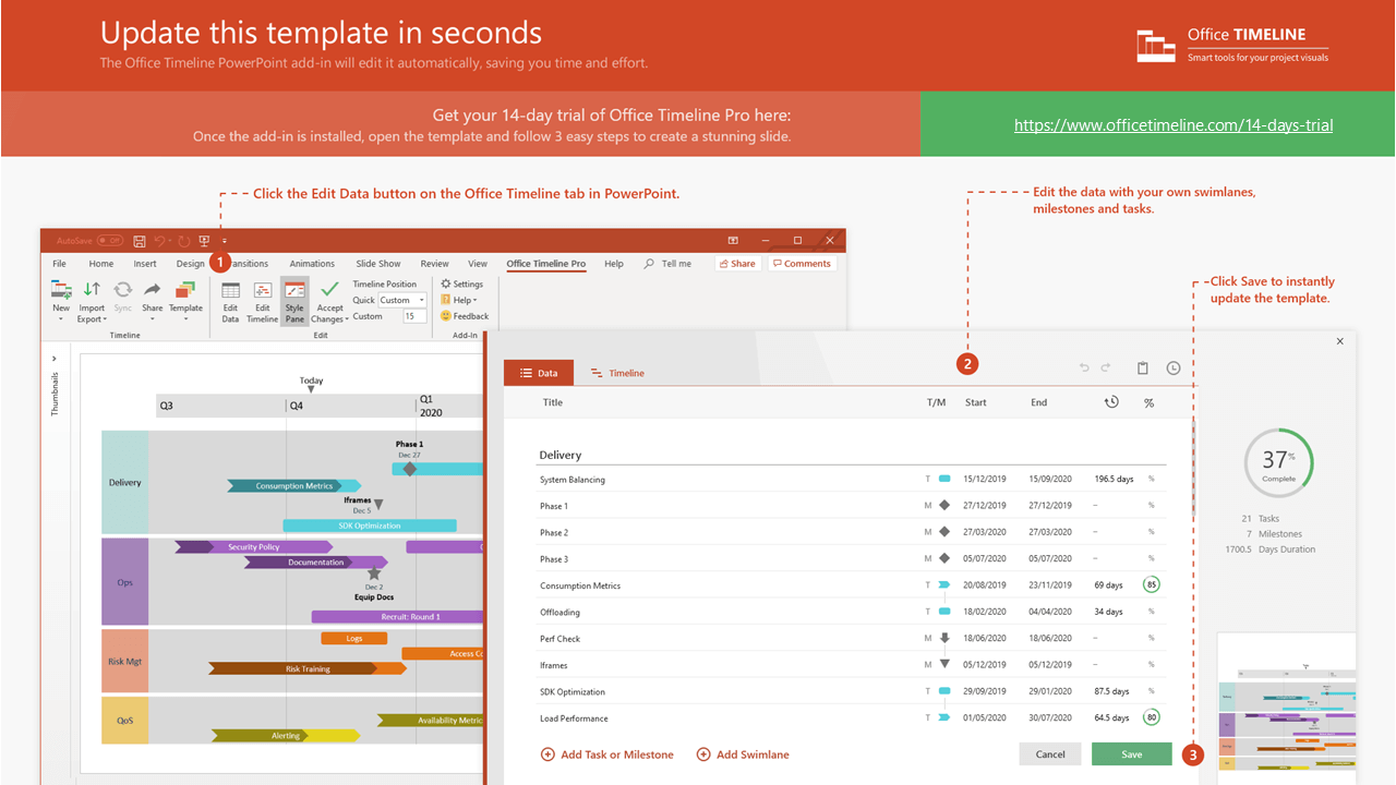 How to update a downloaded Office Timeline template