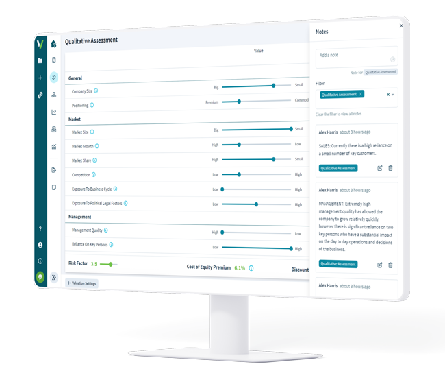 Valutico-vauation-software-dashboard Valutico on a desktop monitor
